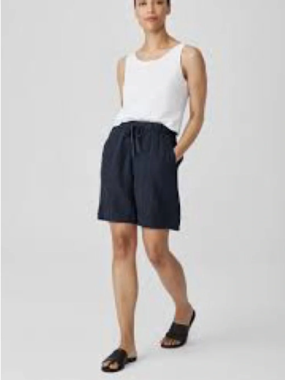Eileen Fisher Black Organic Linen Shorts Sz XL